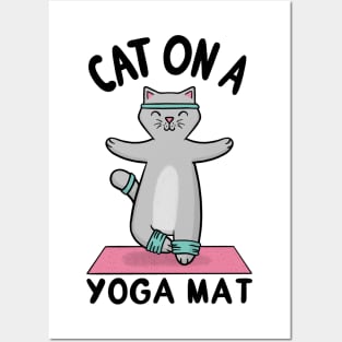 Cat on a Yoga Mat Posters and Art